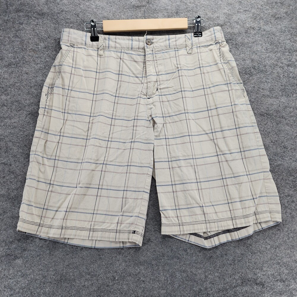 Adidas Shorts Mens 34 Golf Beige Plaid Chino Mid Rise 34" Waist